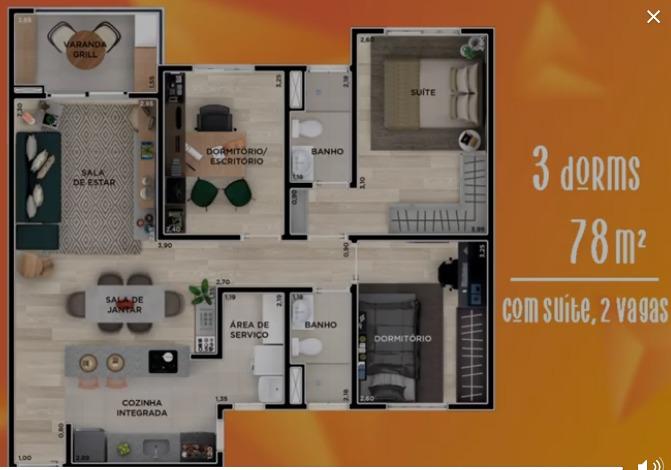 Life Jundiaí Residencial - Planta 78m - 3 Dormtórios